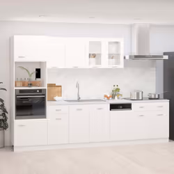 vidaXL Kitchen Cabinet Set 7 Piece White Engineered Wood Storage Shelf Cabinet