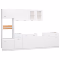 vidaXL Kitchen Cabinet Set 7 Piece White Engineered Wood Storage Shelf Cabinet