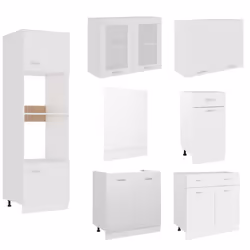 vidaXL Kitchen Cabinet Set 7 Piece White Engineered Wood Storage Shelf Cabinet - Additional view 4