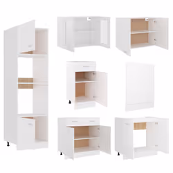vidaXL Kitchen Cabinet Set 7 Piece White Engineered Wood Storage Shelf Cabinet - Additional view 5