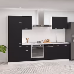 vidaXL Kitchen Cabinet Set 7 Piece Black Engineered Wood Hanging Cupboard