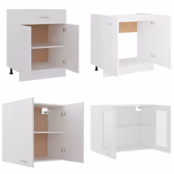 vidaXL Kitchen Cabinet Set 4 Piece White Engineered Wood Drawer Bottom Cabinet - Additional view 4