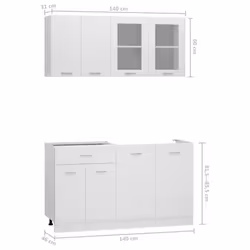 vidaXL Kitchen Cabinet Set 4 Piece White Engineered Wood Drawer Bottom Cabinet - Additional view 7
