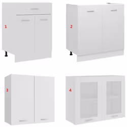 vidaXL Kitchen Cabinet Set 4 Piece White Engineered Wood Drawer Bottom Cabinet - Additional view 8