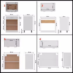 vidaXL Kitchen Cabinet Set 4 Piece White Engineered Wood Drawer Bottom Cabinet - Additional view 9