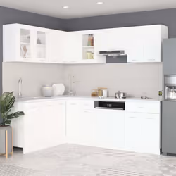 vidaXL Kitchen Cabinet Set 11 Piece White Engineered Wood Storage Furniture