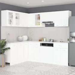 vidaXL Kitchen Cabinet Set 11 Piece White Engineered Wood Storage Furniture