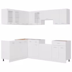 vidaXL Kitchen Cabinet Set 11 Piece White Engineered Wood Storage Furniture