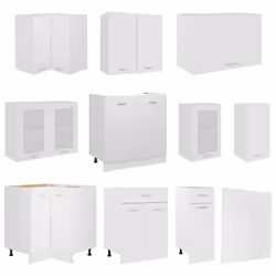 vidaXL Kitchen Cabinet Set 11 Piece White Engineered Wood Storage Furniture