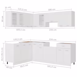vidaXL Kitchen Cabinet Set 11 Piece White Engineered Wood Storage Furniture - Additional view 9