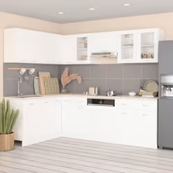 vidaXL Kitchen Cabinet Set 11 Piece White Engineered Wood Storage Cupboard