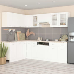 vidaXL Kitchen Cabinet Set 11 Piece White Engineered Wood Storage Cupboard