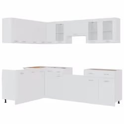 vidaXL Kitchen Cabinet Set 11 Piece White Engineered Wood Storage Cupboard - Additional view 4