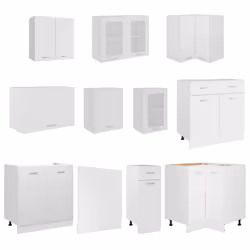 vidaXL Kitchen Cabinet Set 11 Piece White Engineered Wood Storage Cupboard - Additional view 5