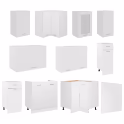 vidaXL Kitchen Cabinet Set 11 Piece White Engineered Wood Storage Cupboards