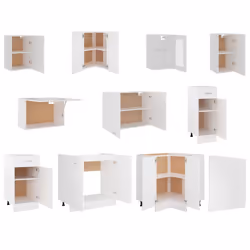 vidaXL Kitchen Cabinet Set 11 Piece White Engineered Wood Storage Cupboards - Additional view 4