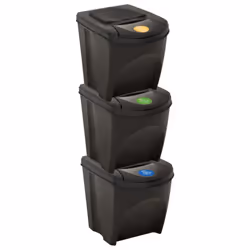 vidaXL 3x Stackable Dustbins Anthracite 75 L Trash Waste Rubbish Garbage Bin