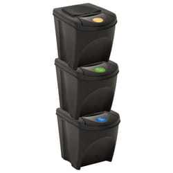 vidaXL 3x Stackable Dustbins Anthracite 75 L Trash Waste Rubbish Garbage Bin