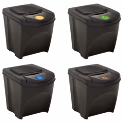 vidaXL 4x Stackable Dustbins Anthracite 100 L Trash Waste Rubbish Garbage Bin - Additional view 2