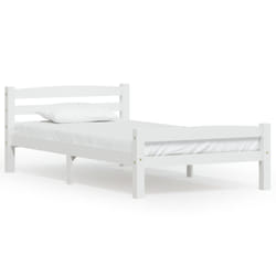 vidaXL Solid Wood Pine Bed Frame White 100x200 cm Wooden Bedstead Bed Base
