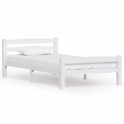 vidaXL Solid Wood Pine Bed Frame White 100x200 cm Wooden Bedstead Bed Base - Additional view 5