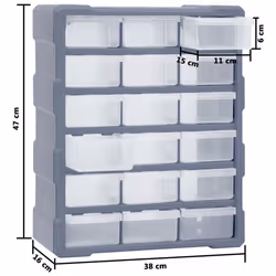 vidaXL Multi-drawer Organiser with 18 Middle Drawers Storage Cabinet Nail Box - Additional view 8