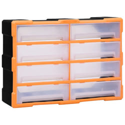 vidaXL Multi-drawer Organiser with Drawers Tool Organiser Unit Storage Cabinet - orange and black