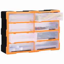 vidaXL Multi-drawer Organiser with Drawers Tool Organiser Unit Storage Cabinet - orange and black