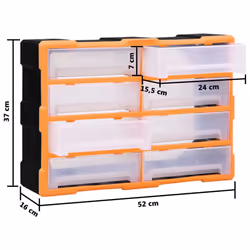 vidaXL Multi-drawer Organiser with Drawers Tool Organiser Unit Storage Cabinet - orange and black - Additional view 8