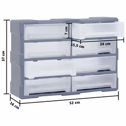vidaXL Multi-drawer Organiser with Drawers Tool Organiser Unit Storage Cabinet - grey - Additional view 8