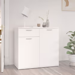 vidaXL Sideboard White Engineered Wood Chest of Drawer Storage Cabinet Shelf