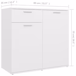 vidaXL Sideboard White Engineered Wood Chest of Drawer Storage Cabinet Shelf - Additional view 5