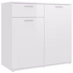 vidaXL Sideboard High Gloss White Engineered Wood Chest of Drawer Cabinet
