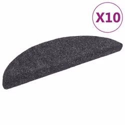 vidaXL 10x Self-adhesive Stair Mats Dark Grey Needle Punch Stairs Protection
