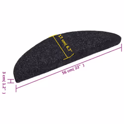 vidaXL 10x Self-adhesive Stair Mats Black Needle Punch Stairs Rug Protection - Additional view 7