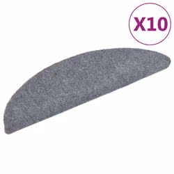 vidaXL 10x Self-adhesive Stair Mats Light Grey 56x17x3 cm Needle Punch Rug