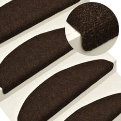 vidaXL 10x Self-adhesive Stair Mats Brown 65x21x4 cm Needle Punch Stair Rug
