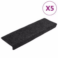 vidaXL Stair Mats Carpet Stair Tread Stair Step Rug 5 pcs Grey Needle Punch