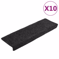 vidaXL Stair Mats Carpet Stair Tread Stair Step Rug 10 pcs Grey Needle Punch