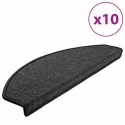 vidaXL Stair Mats Carpet Stair Tread Stair Step Rug Decor 10 pcs Anthracite