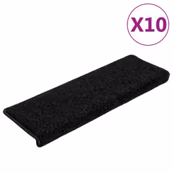 vidaXL Carpet Stair Treads Decorative Stair Step Protector Rug Stair Mats - black, 10