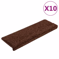 vidaXL Carpet Stair Treads Decorative Stair Step Protector Rug Stair Mats - dark brown, 10