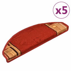 vidaXL Self-adhesive Stair Mats Carpet Stair Treads Stair Step Protector Rug - red, 5 pcs