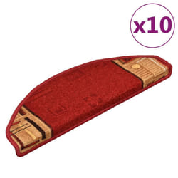 vidaXL Self-adhesive Stair Mats Carpet Stair Treads Stair Step Protector Rug - red, 10 pcs