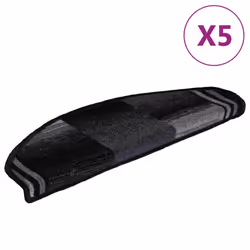 vidaXL Self-adhesive Stair Mats Carpet Stair Treads Stair Step Protector Rug - black and grey, 5 pcs