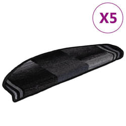 vidaXL Self-adhesive Stair Mats Carpet Stair Treads Stair Step Protector Rug - black and grey, 5 pcs