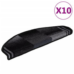 vidaXL Self-adhesive Stair Mats Carpet Stair Treads Stair Step Protector Rug - black and grey, 10 pcs