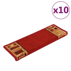 vidaXL Self-adhesive Stair Mats Carpet Stair Treads Stair Step Protector Rug - red, 10 pcs/Rectangular