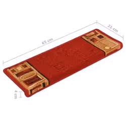 vidaXL Self-adhesive Stair Mats Carpet Stair Treads Stair Step Protector Rug - red, 10 pcs/Rectangular