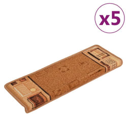 vidaXL Self-adhesive Stair Mats Carpet Stair Treads Stair Step Protector Rug - beige, 5 pcs/Rectangular